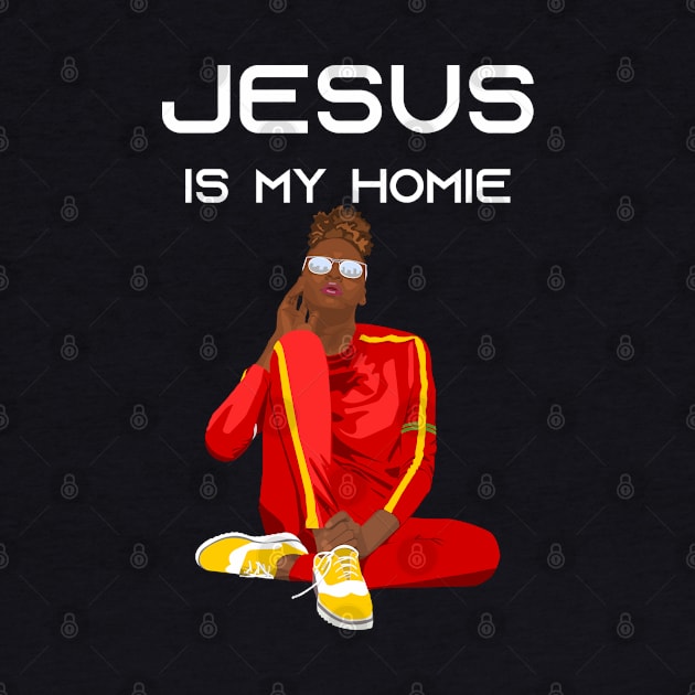 Jesus Is My Homie Model Wearing Red Athletic Outfit by Isan Creative Designs